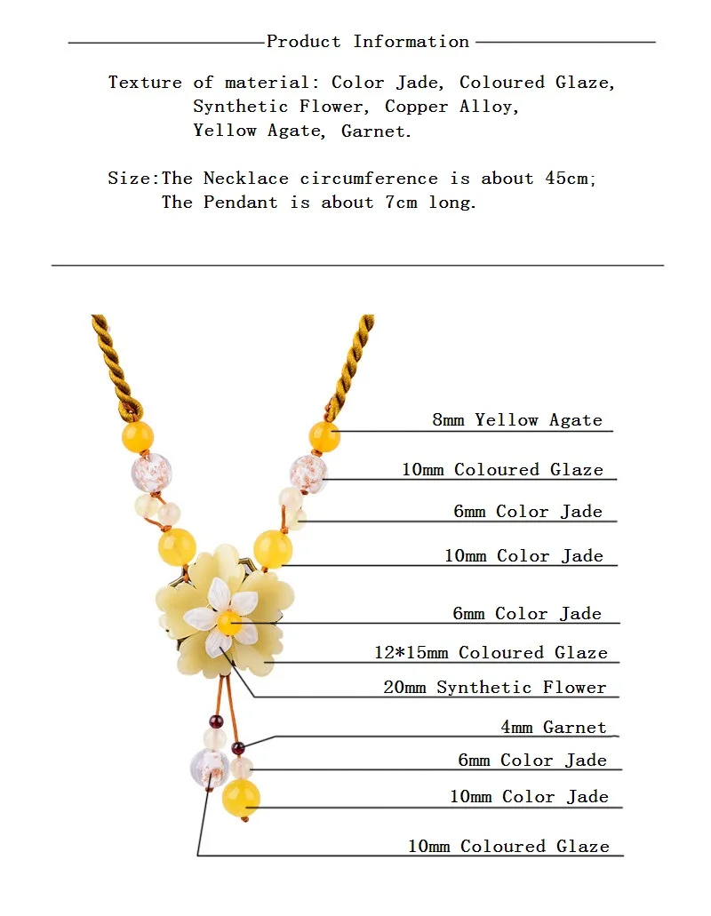 Fashion Contemporary Temperamental Pendant Necklace Exquisite Coloured Glaze Synthetic Flower Dignified Sweater Chain