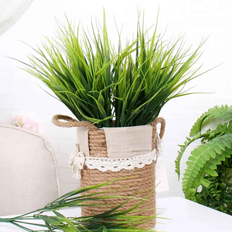 7Fork Green Grass Artificial Tree Plants Bouquet Silk Flower Fake Leaves Foliage bunch Garden Wedding LivingRoom Home Decoration