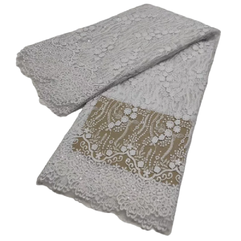 

White Nigerian Lace Fabric Nigerian Lace Fabric African Lace Fabric 2021 High Quality Lace Fabric 5 Yards For Party Dress