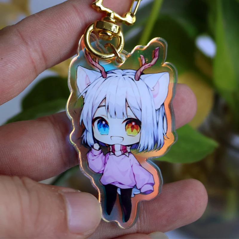 Fashion Anime Custom Keychains Cartoon Clear Acrylic Key Chain Photo Customized Anime Charms Hologram Personalized Keychains