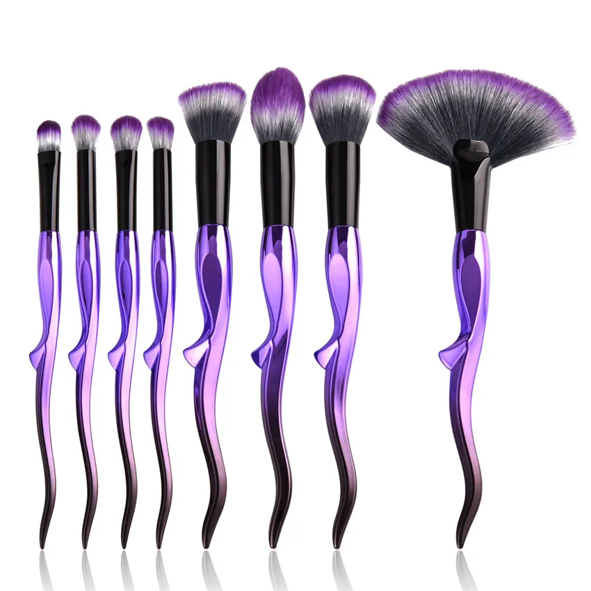 SAIANTTH High heels design makeup brushes set purple handle fan foundation face powder blush eyeshadow concealer make up kit