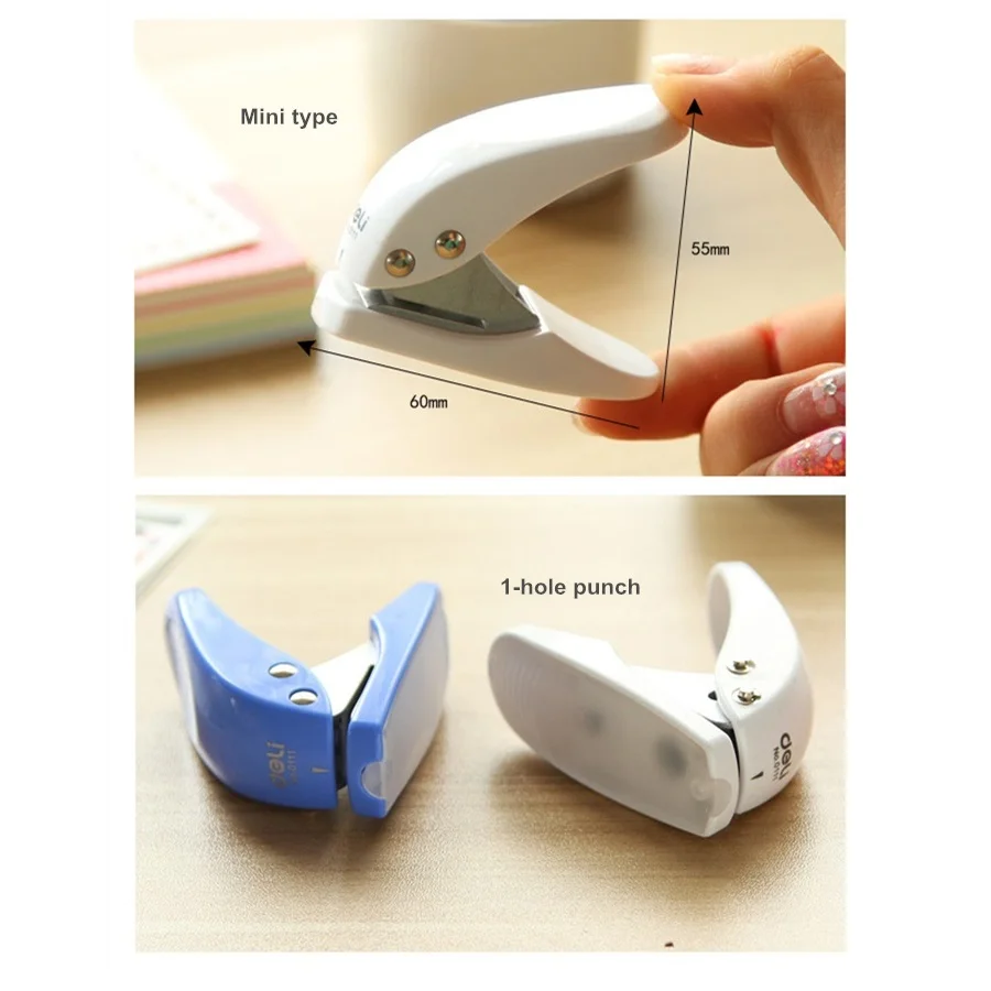 1pcs Mini Paper Puncher 6mm One Hole White Blue Color Journal Punch Stationery Office Binding Tools School Supplies A6749