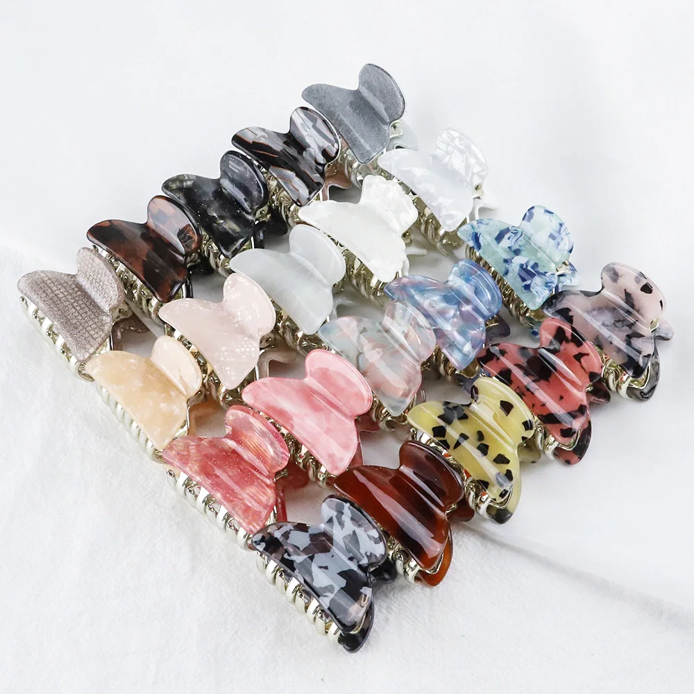 

Acrylic Acetate Print Small Hair Claw Clips Women Girls Cute Mini Plastic Crab Hair Clamps Barrettes Hairpins Hair Accessories