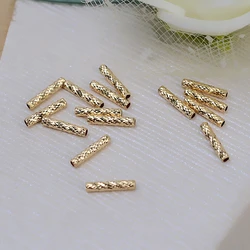 AU 750 18K Gold Loose Bead Pipe Mountings Findings Jewelry Settings Accessories Parts for Pearls Beads Stones 10 pcs/lot