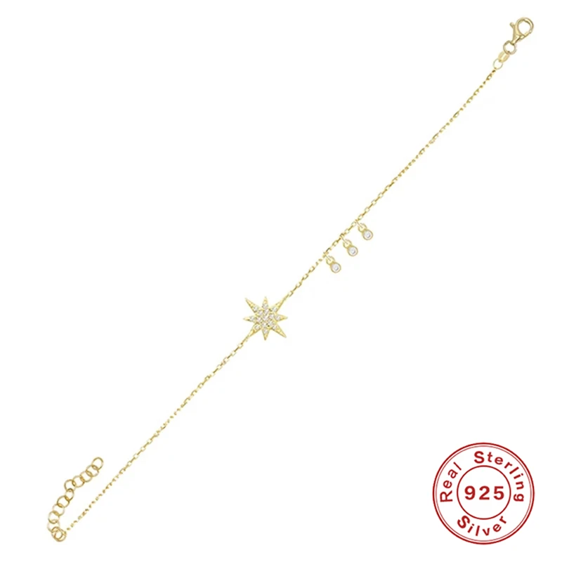 BOAKO-pulsera de plata de ley 2021 con forma de estrella, brazalete con cadena de oro, joyería de lujo, regalo para niña, 925