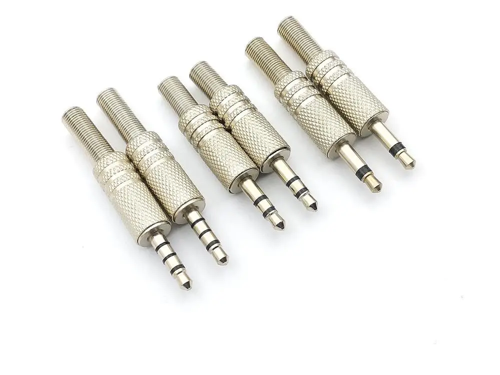 10pcs new 3.5mm mono/Stereo 3 Pole/Stereo 4 Pole Male Solder Metal Connector Plug adapter