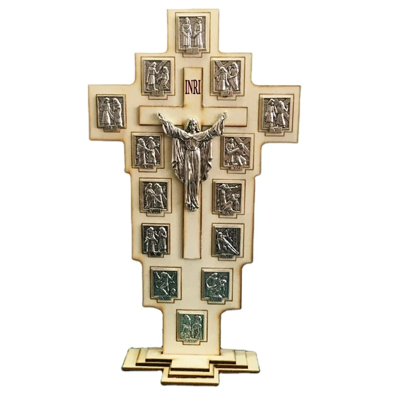 Catholic Stations of the Cross Wood Carved Christmas Decor Church Utensils Orthodox Icons Home Decoration