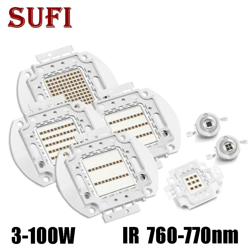 IR LED Light 760-770NM LED Bulb Chip High Power Epistar Brads 3W 5W 10W 20W 30W 50W 100W Monitoring Infrared Lamp Lightings