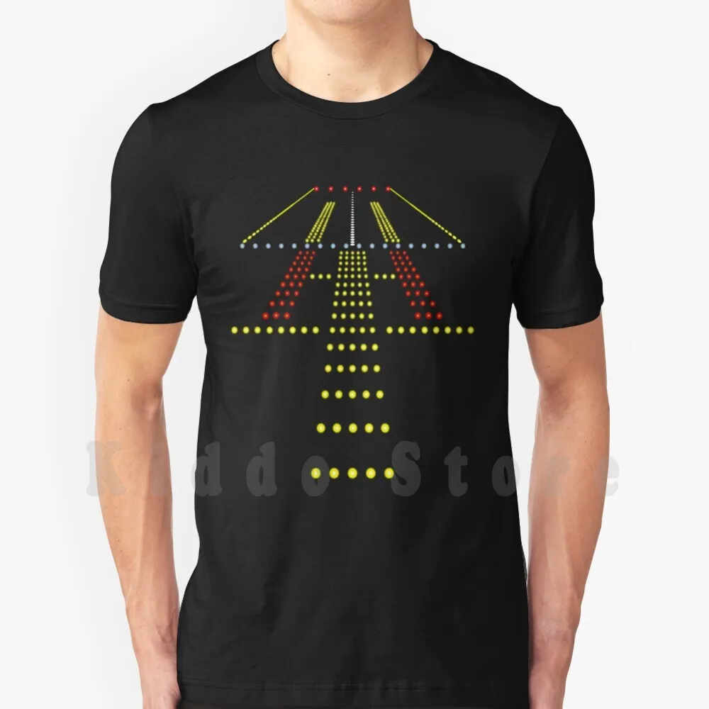 Airport Runway Lights At Night T Shirt Print For Men Cotton New Cool Tee Runway Aviation Airplane Landing Lights General