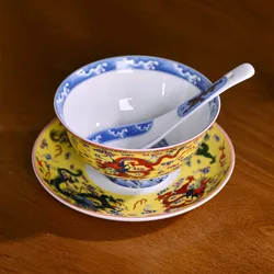 Jingdezhen Ceramic Rice Bowl Bone China Dinnerware Big Bowl Ramen Soup Bowls Chinese Luxury Dragon Pattern Kitchen Tableware Art
