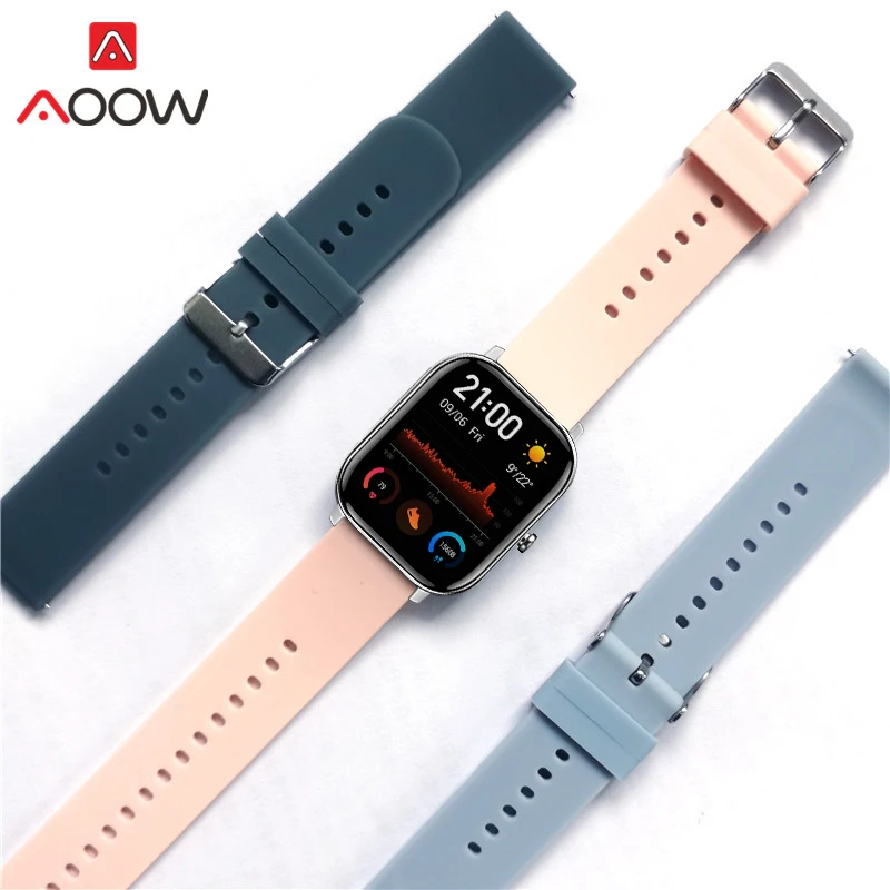 20mm Universal Silicone Sport Strap Waterproof Colorful Replacement Bracelet Band for Samsung Galaxy Watch4 Active2 Amazfit GTS