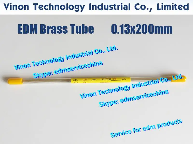 (20pcs/lot) 0.13x200MM Brass Tube Single Channel, Brass EDM Tubing Electrode Single Hole Dia. 0.13mm Length 200mm for Drill EDM