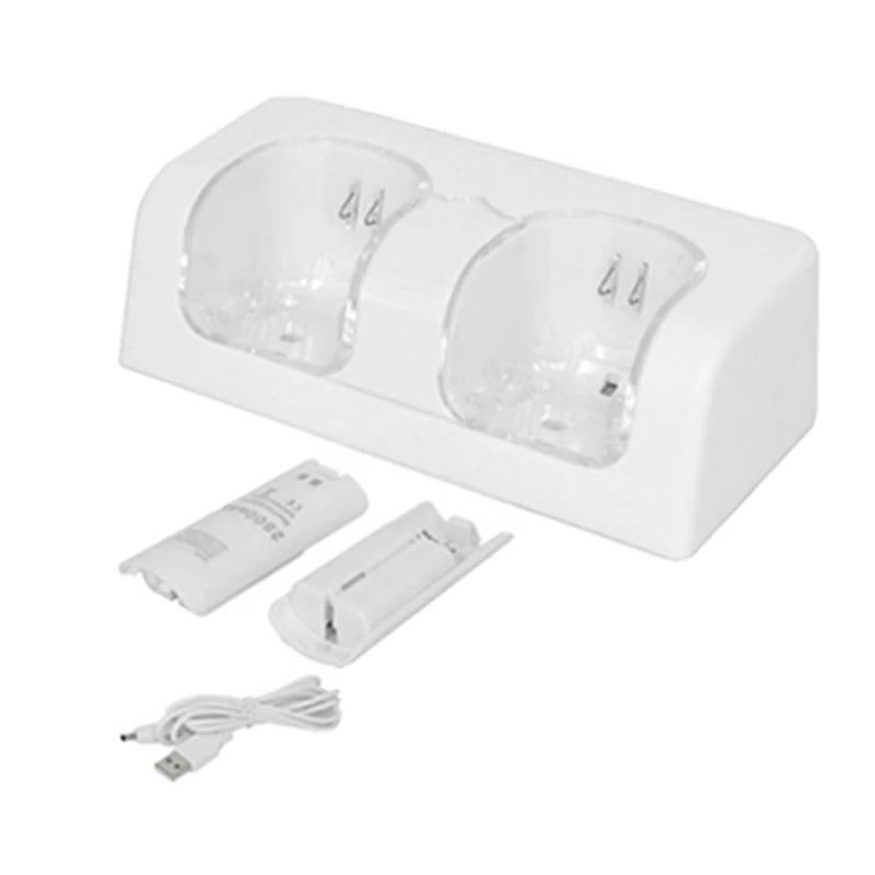 Suitable for Wii Controller with Two 2800MAH Rechargeable Batteries Noiseless Safe Two-in-one Dual Charging Station