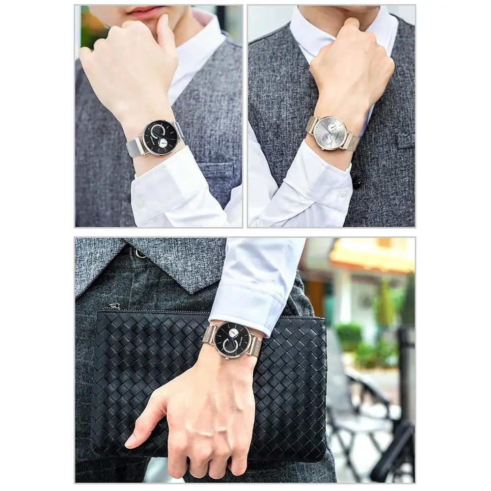 Reef Tiger Orologio al quarzo da uomo 40 mm Orologio da polso ultrasottile impermeabile con datario della settimana