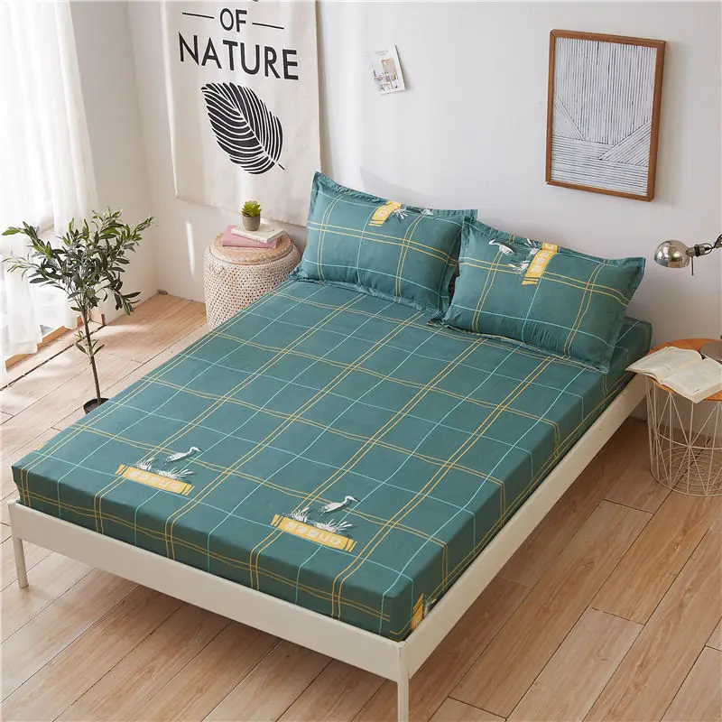 3pcs Mattress Cover Set with Pillowcase Cartoon Kids Fitted Sheet with Elastic Queen/King Size Mattress Protector Bed Sheet Set