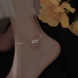 VENTFILLE 925 Sterling Silver Kiss Fish Anklet For Women Fashion Simple Personality Unique Design Birthday Gift Jewelry Cерьги