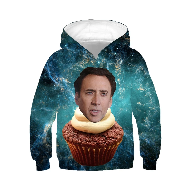 Jumeast Men Boys Girls 3D Print Children Hoodies Nicolas Cage Face Spring Autumn Coat Kids Fashion Cap Sport Pullover Sweatshirt