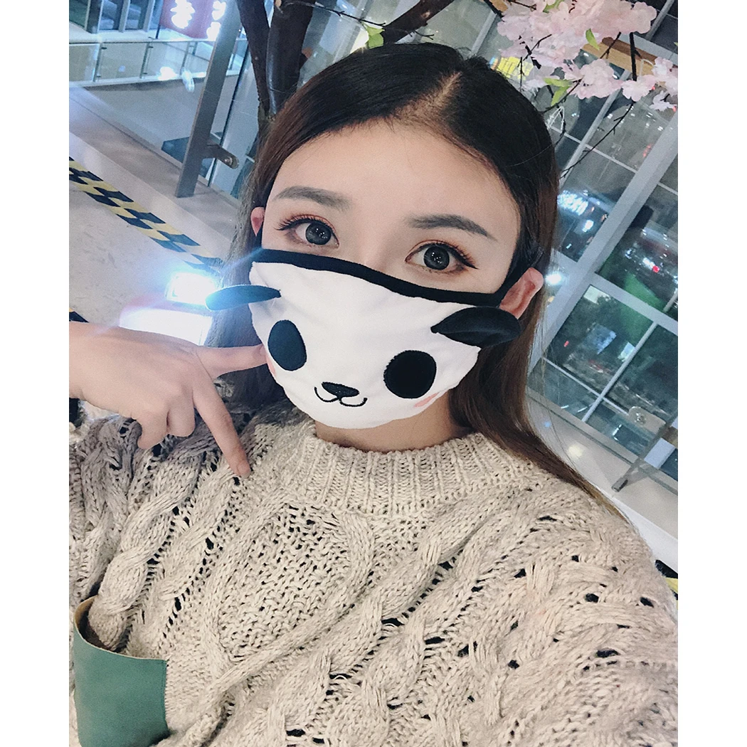 Lucu Gaya Korea Wajah Mulut Masker Unisex Kartun Mulut Meredam Unisex Respirator Anti Polusi Udara Kapas Masker