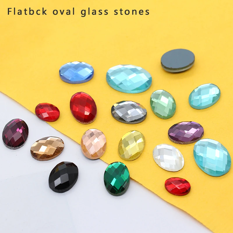 20szt 8x10 10x14 13x18mm 18x25mm Folied back Oval Wedding Dress Rhinestones Glass Diy Glue-On Button Biżuteria Akcesoria do tworzenia biżuterii — zdjęcie 2