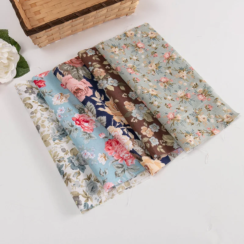 25*25cm /Pc Vintage Printed Patchwork Fabrics Doll Handmade Accessories Floral Cotton Fabrics For DIY Quilting Crafts TJ0537-2