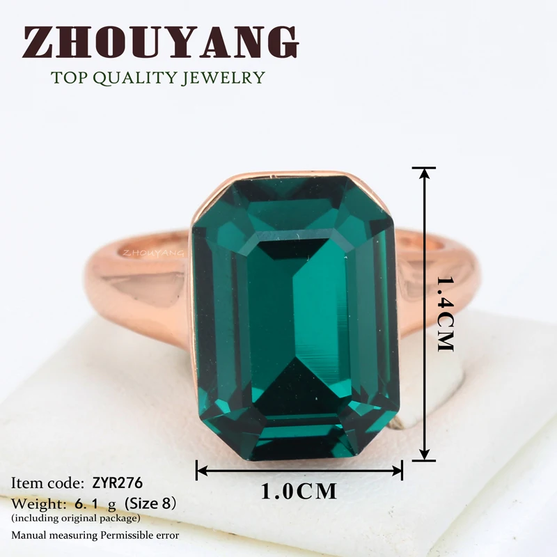 Top Quality Big Crystal Elegant Rose Gold Color Ring Crystals From Austria Full Sizes ZYR276 ZYR318