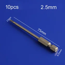 10PCS 75mm long Magnetic Flat Head 2.5mm Slotted Tip Screwdrivers Bits 1/4 inch Driver Bits Hand Tools Screwdriver Drill Bit