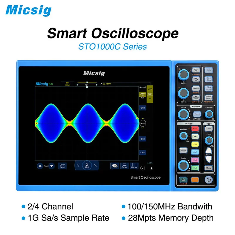 Oscyloskop do tabletów Micsig STO1004 Plus 100MHz 4CH 1GSa pamięć masowa ekran dotykowy z baterią 28mp oscyloskop cyfrowy STO1004