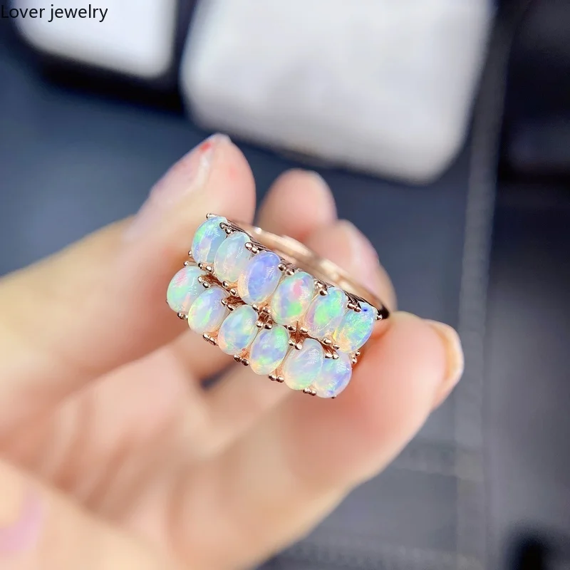 Natural Opal Woman Rings Change Fire Color Mysterious 925 Silver Various Color Gemstones  Engagement Rings for Women