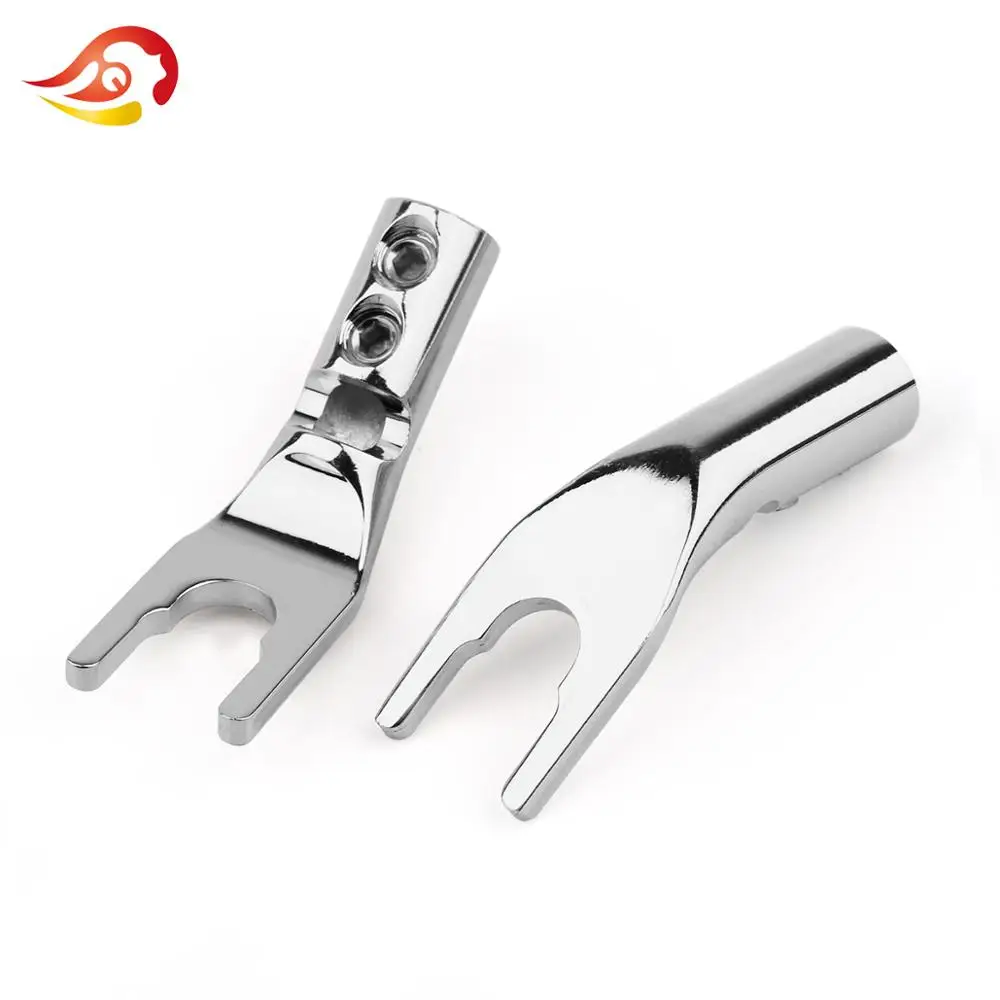 QYFANG Banana Plug Solder Wire Connector U/Y Gold/Rhodium Plated Copper Spade Speaker Audio Jack Screw Fork HiFi Connector Plugs