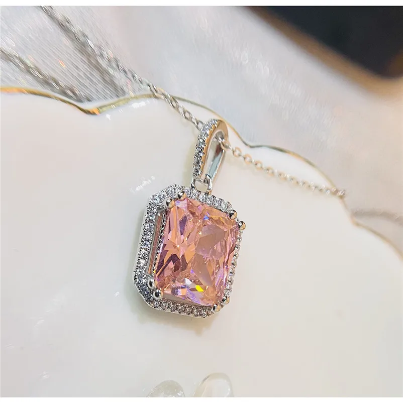 CC Pendants For Women No Chain Cubic Zirconia Pink Yellow White Necklace Pandent Wedding Fine Jewelry CCN288
