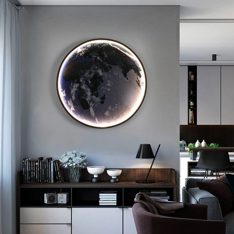 Earth wall lamp modern led lights wall decor lighting decoration salon background light Space planet mural lamp For home bedroom image 2