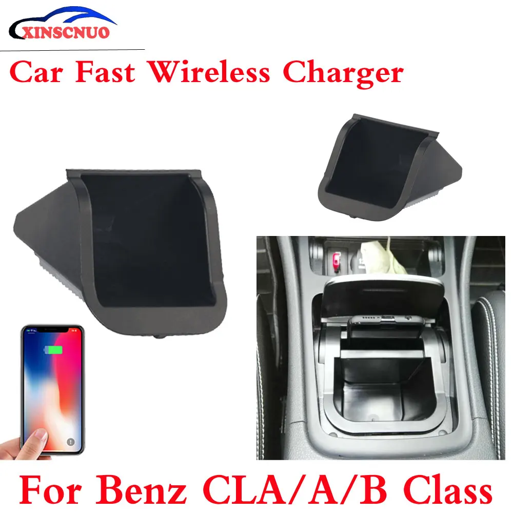 10W QI Car wireless Charger For Mercedes Benz CLA/A Class/B Class 2015-2018 Fast Charging Case Plate Central Console Storage Box