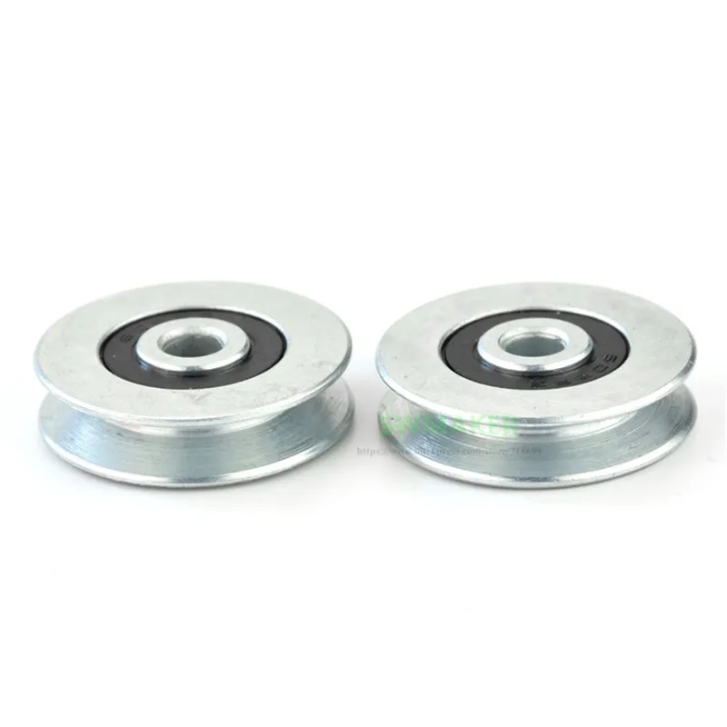 2 peças 6*33*8mm ranhura em v, fio de aço sobre linha roda guia de roda de elevação, rolamento de polia de metal, roda de rolamento mecânica