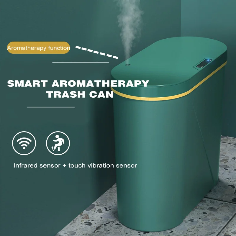 

Smart Aromatherapy Trash Can Automatic Sensor Waterproof Garbage Bucket Dustbin for Bathroom Kitchen Cabinet Storage Narrow Bin