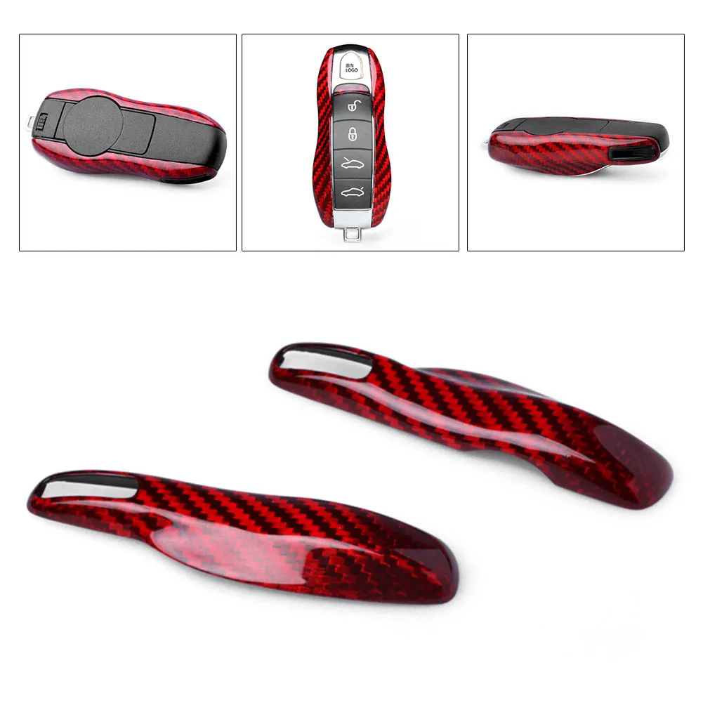 Genuine Carbon Fiber Car 4 Buttons Remote Key Fob Case Shell Cover Universal For Porsche 911 Cayenne Panamera etc.