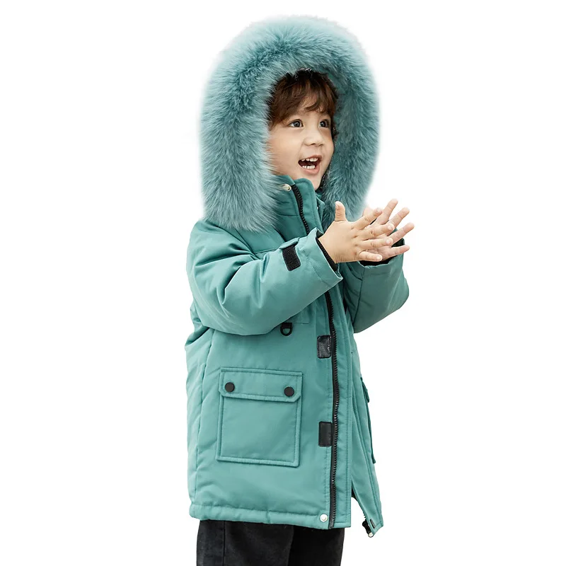 

Children's down jacket boys thickened white duck down children's clothing boys and girls 2021 new outing ski jacket windbreaker