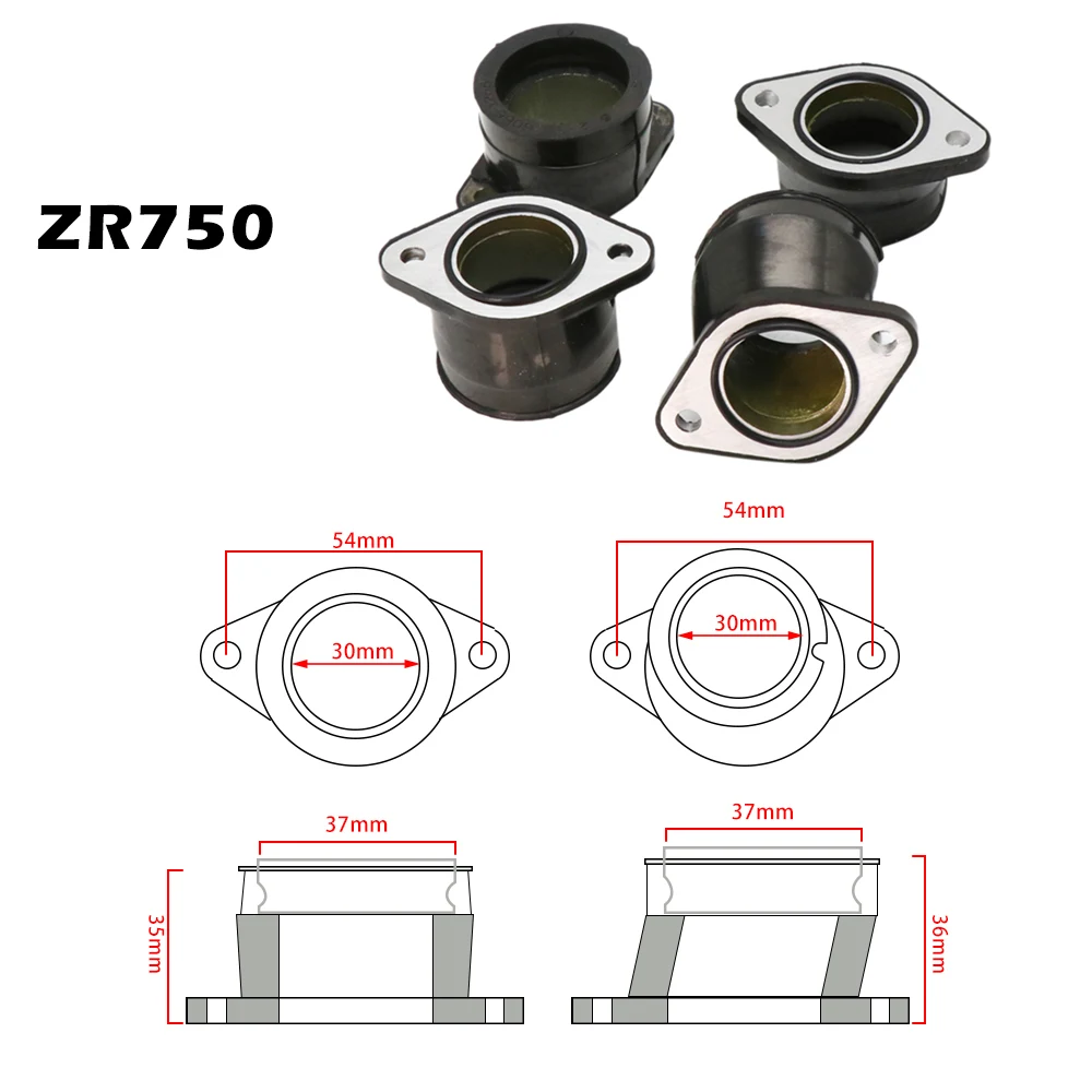 Alconstar- Motorcycle Carburetor Intake Interface Manifold Adapter Joint Boots Set For Kawasaki ZR750 Zephyr ZR-7S ZR-7 Z750 GT