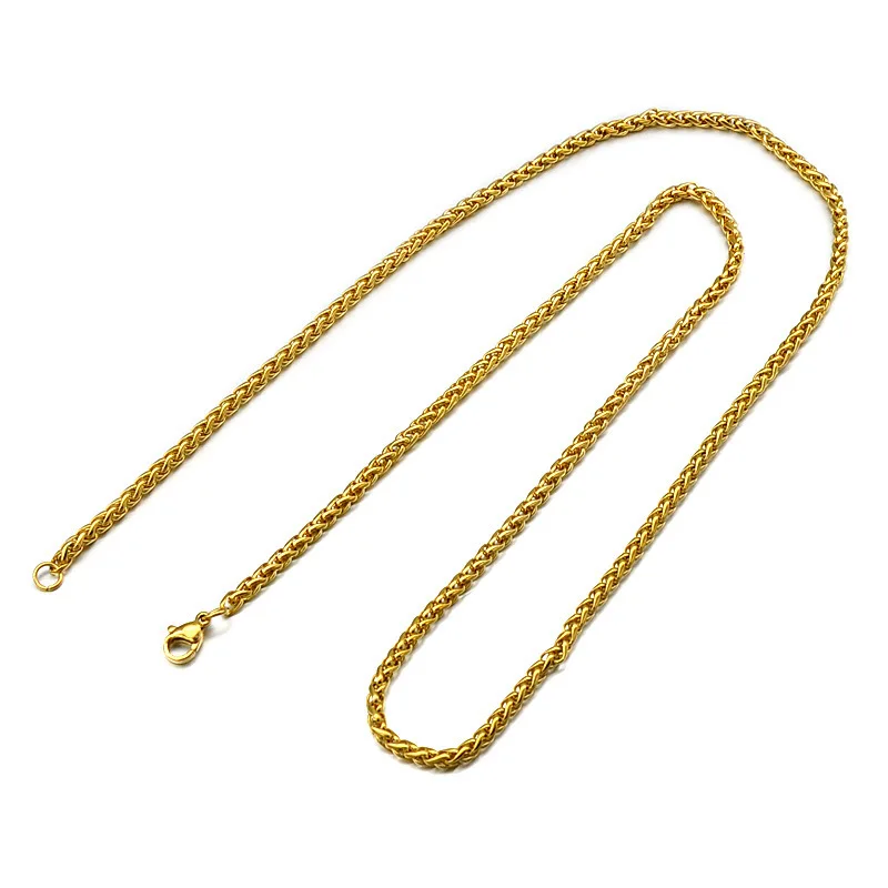 

WT-BFN005 Wholesale fashion gold electroplated figaro chain 60cm long roll shape stainless steel men necklace for jewelry design