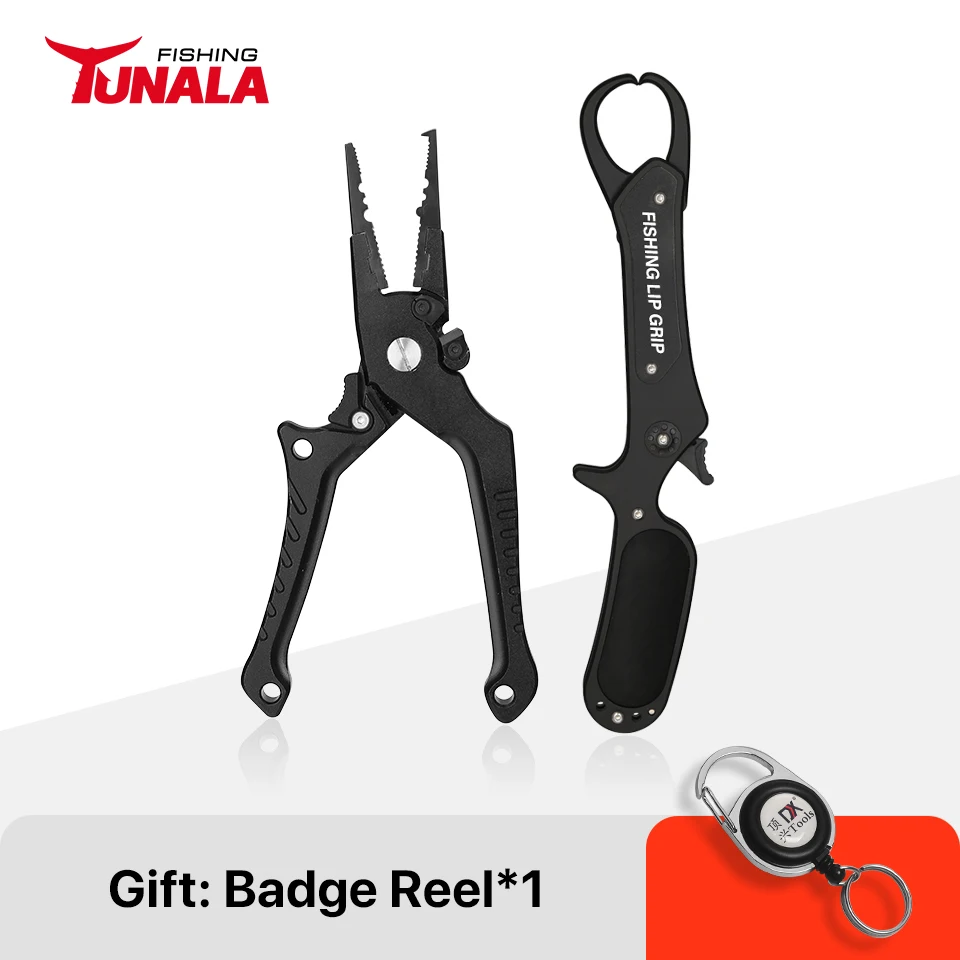 

TUNALA Fishing Pliers Grips Set Self-locking Aluminium Tongs Line Scissors Cutter Hook Remover Fish Lip Grabber Clamp Equipments