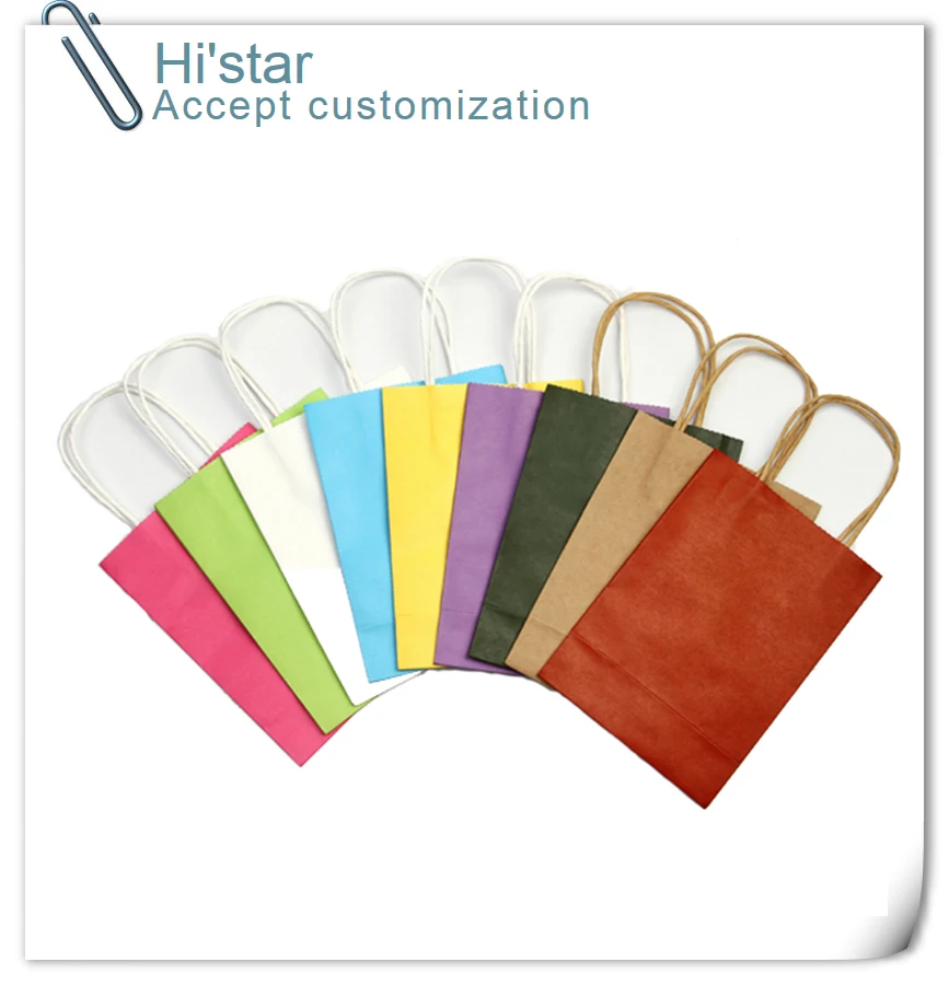 10 pieces DIY Multifunction soft color paper bag with handles Festival gift bag shopping bags kraft paper packing bag