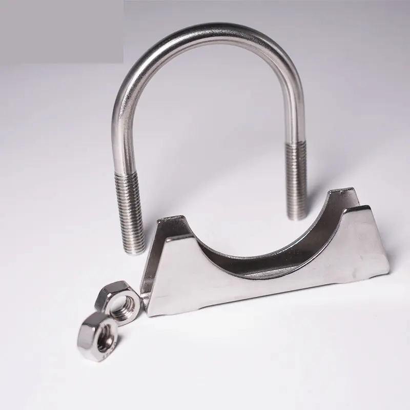 HQ Stainless Steel 304 Exhaust Pipe Strength Pipe Stuck Pipe Clamp Fixed Throat Hoop Clamp Under Collar Band U Tube Hoop