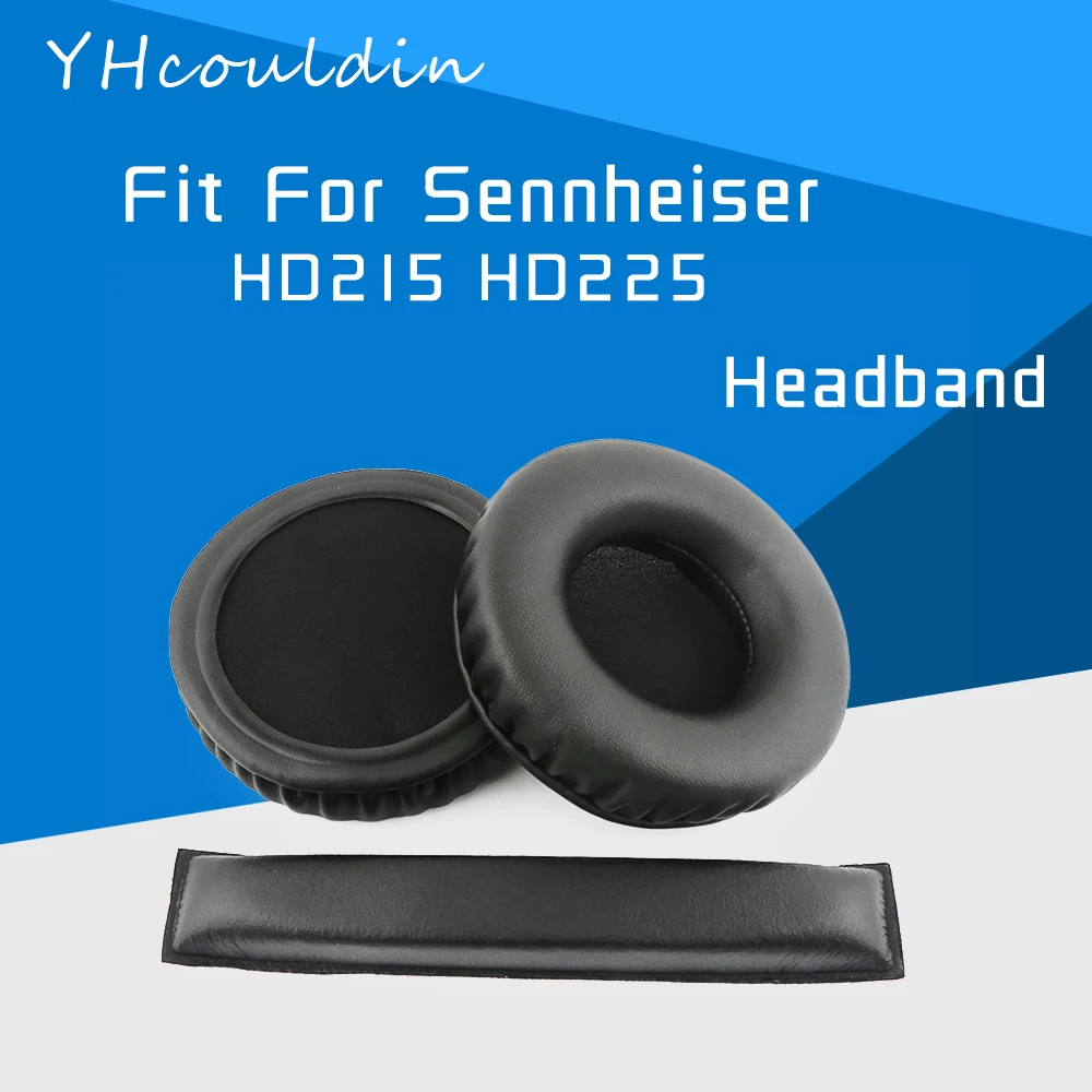 Earpads For Sennheiser HD215 HD225 Headphone Headband Headpad Accessaries Replacement Ear Cushions Wrinkled Leather Material