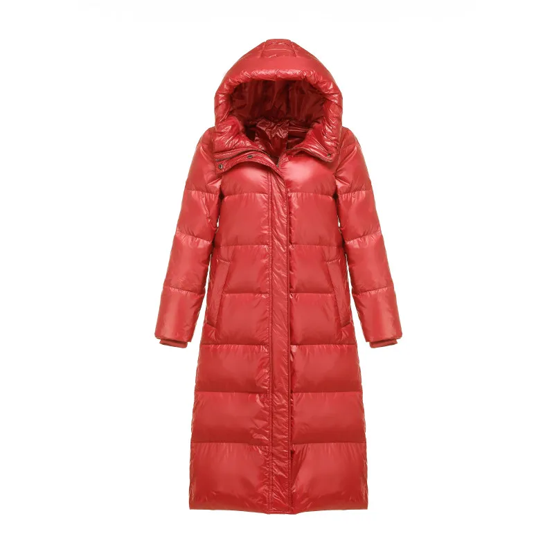 2025 Warm For Womens White Duck Down Jacket Thick Parkas Winter New Long Overcoat Tops Female Hooded Outwear Clothes Zipper Coat