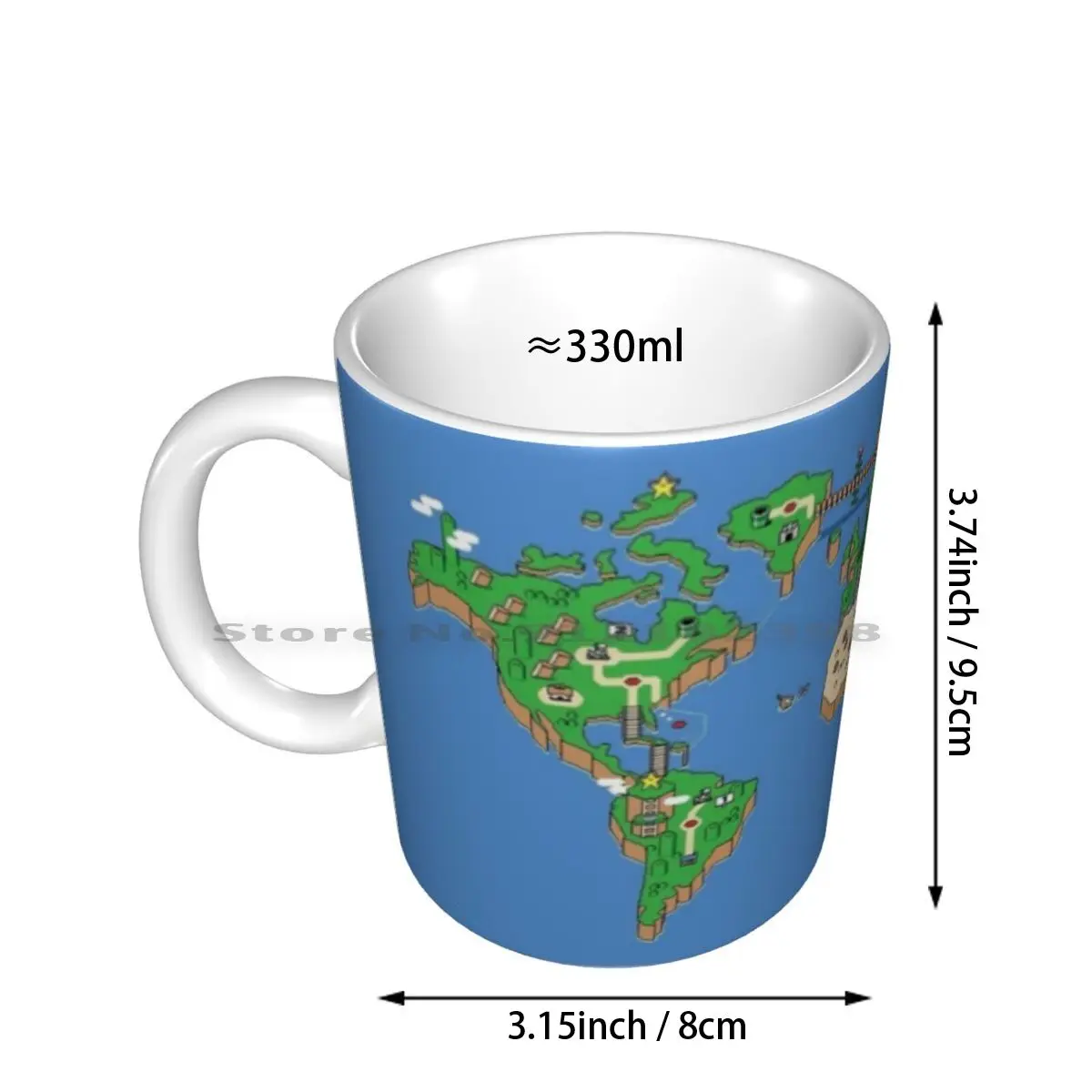 World Map Ceramic Mugs Coffee Cups Milk Tea Mug Super Gaming Super Snes Super Bros Game Nes Retro Super World Yoshi Gamer World