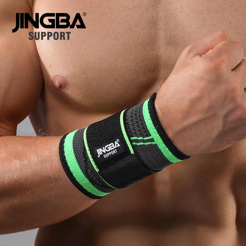 JINGBA-muñequera de nailon para hombre, muñequera de soporte para bádminton, tenis, vendaje de levantamiento de pesas, equipo de protección