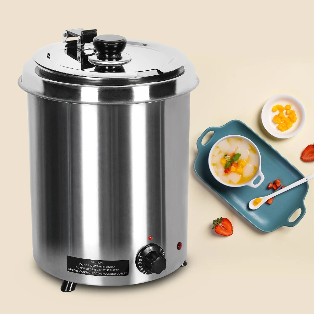 ITOP 5.7L Soup Kettle Electric Liquid-base Food Warmer Stainless Steel Pot for Soups/Stews/Boths for Buffet Cafeteria Restaurant