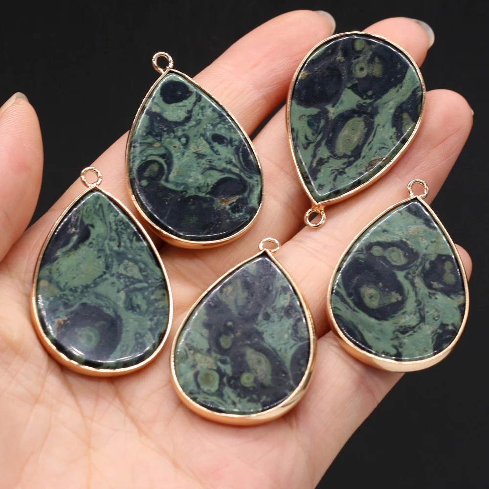 Natural Agate Stone Pendant Charms Rose Quartzs Flash Labradorites Pendant for Making DIY Necklace Accessories Gift 26x40mm