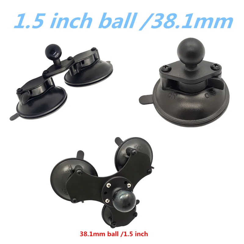 Car Window 1.5inch Rubber Ball Head Base Twist Lock Double or Triple suction cup Base for Gopro Camera Smartphone Extension Arm