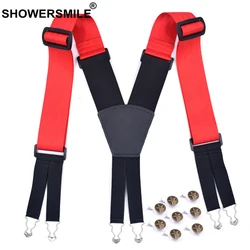 SHOWERSMILE Breite Hosenträger 5 cm Herren Hosenträger für Hosen Hohe Qualität Plus Größe 6 Schnallen X Zurück Casual Elastische Männliche hosen Riemen