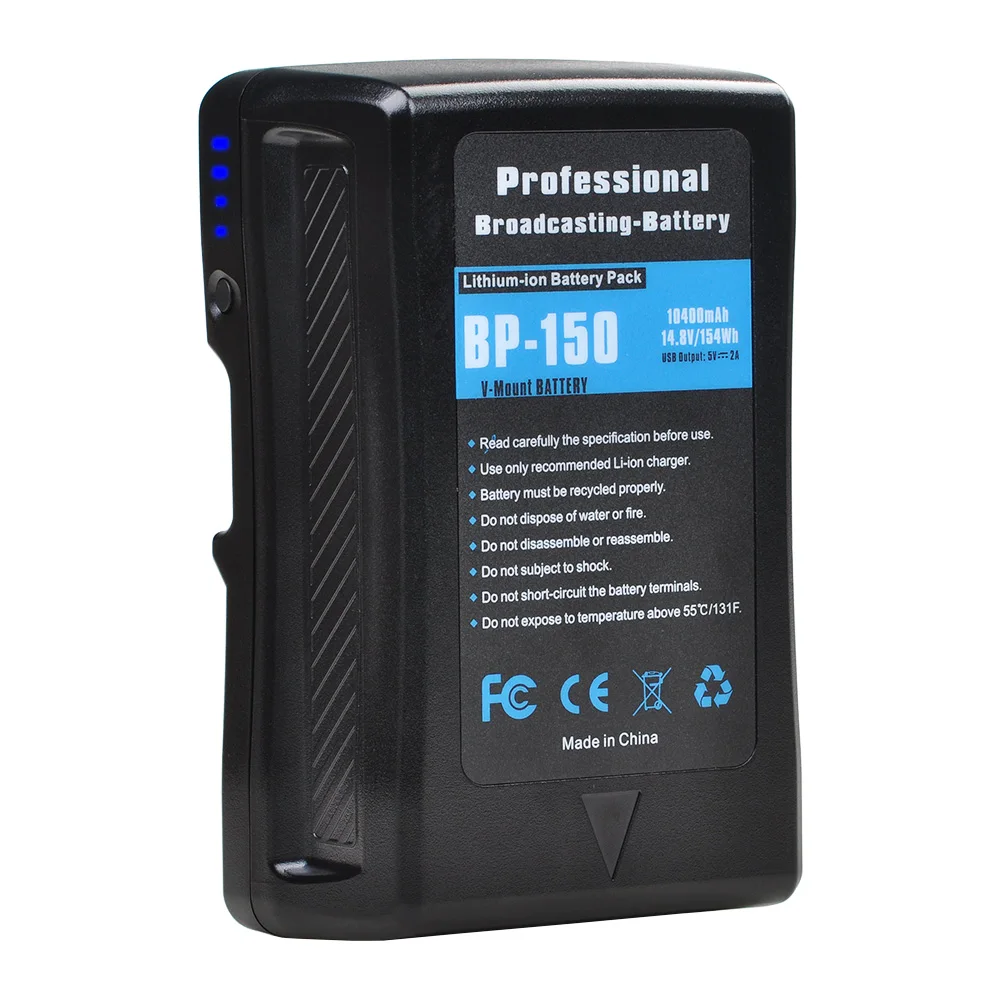 10400mAh BP-150 V-Mount / V-Lock Battery with USB Port and LED Light + D-Tap Adapter Charger